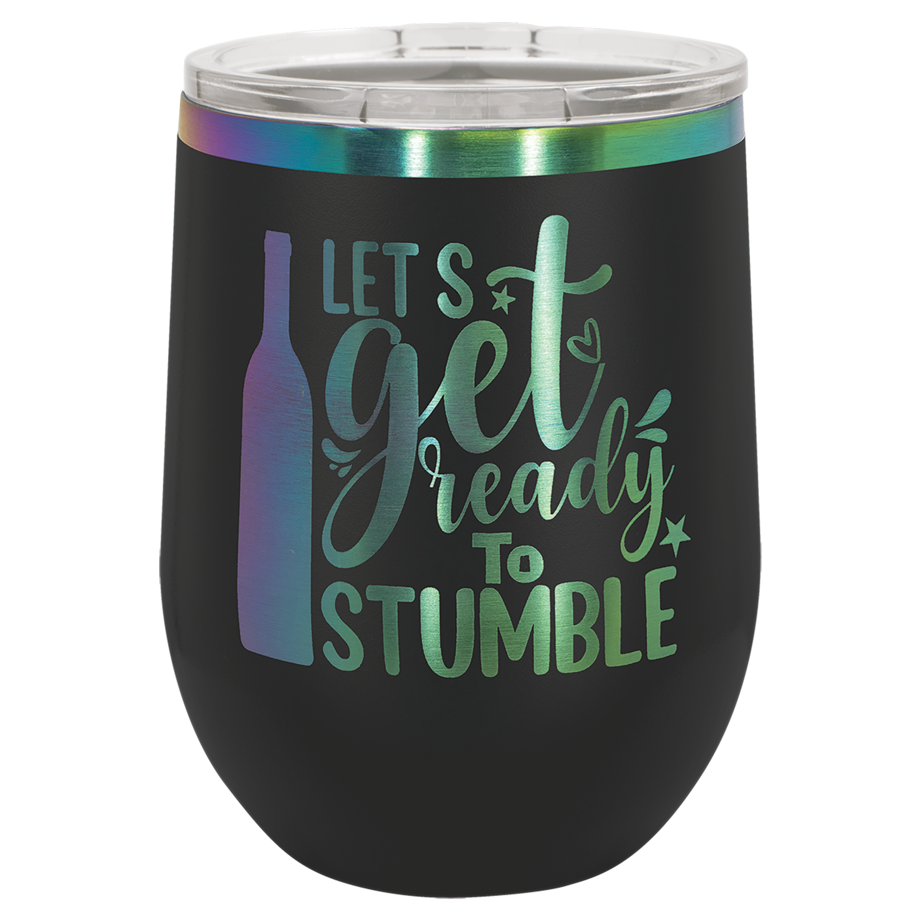 Polar Camel 12 oz. Black/Prism Stemless Wine Tumbler